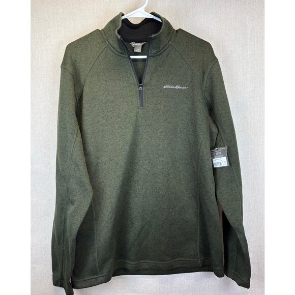 NWT Eddie Bauer Men's Medium quarter-zip Radiator fleece Basil Olive green - Picture 1 of 8